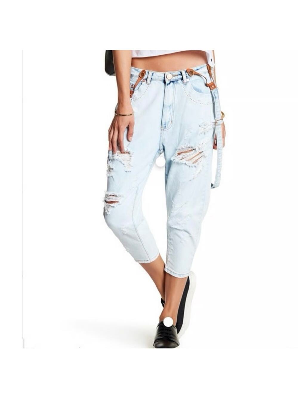 One by One Teaspoon anarchy Eagles Slouchy Jeans drop crotch light blue\ 26 new